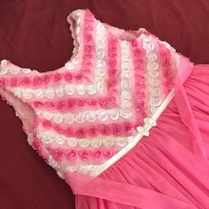 Girls pink and white rosette dress